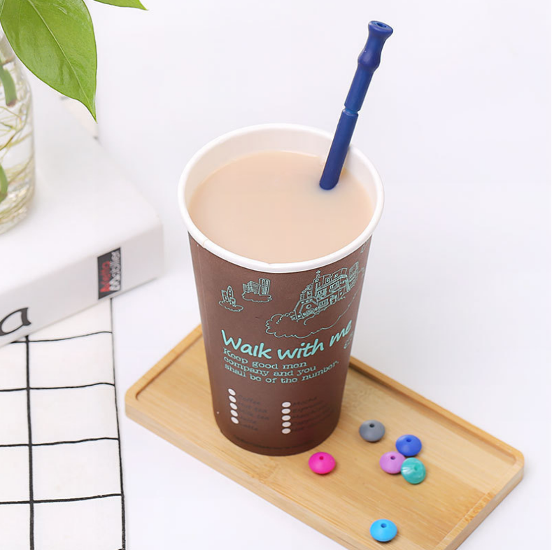 Folded silicone straw