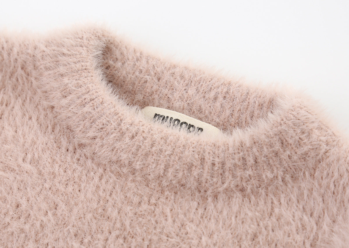 Imitation otter pullover sweater