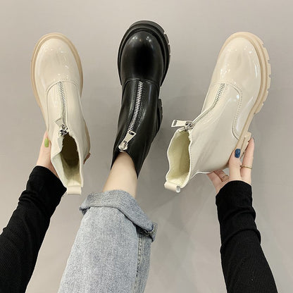 Platform front zipper Martin boots