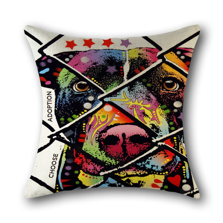 Printed cotton and linen pillowcase