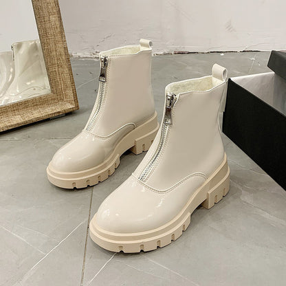 Platform front zipper Martin boots