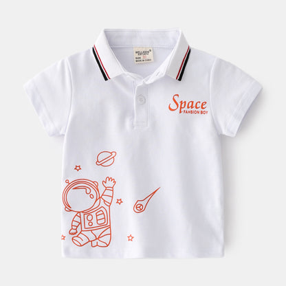Children's Short Sleeve Top With Lapel Collar