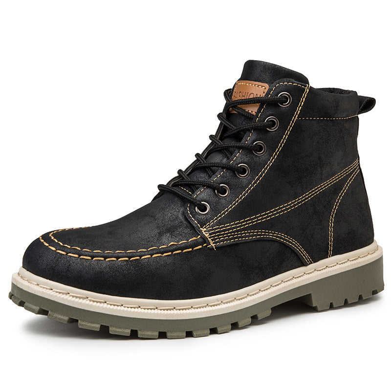 autumn new men's Martin boots trend high-top men's boots locomotive British men's shoes leather tooling boots students