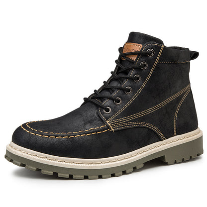 autumn new men's Martin boots trend high-top men's boots locomotive British men's shoes leather tooling boots students