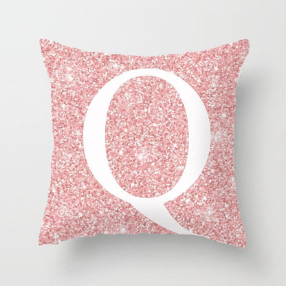 Metal Letters Peach Skin Fabric Pillow Cover Cushion Cover
