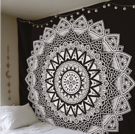 Printed home tapestry black and white with wall hanging beach towel beach blanket