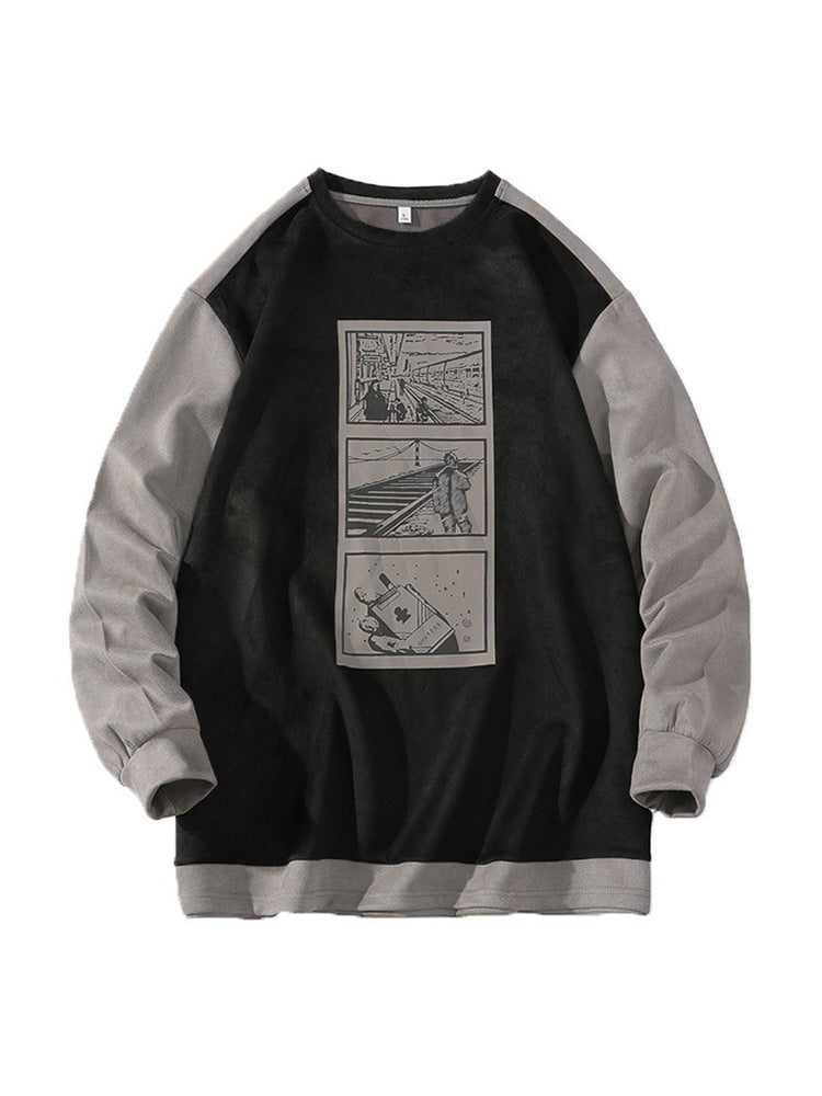 Sweater Men's Fashion Brand Retro Crew Neck Suede