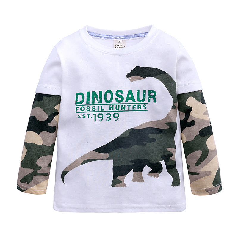 Camouflage Dinosaur Long Sleeve Children's Bottoming Shirt