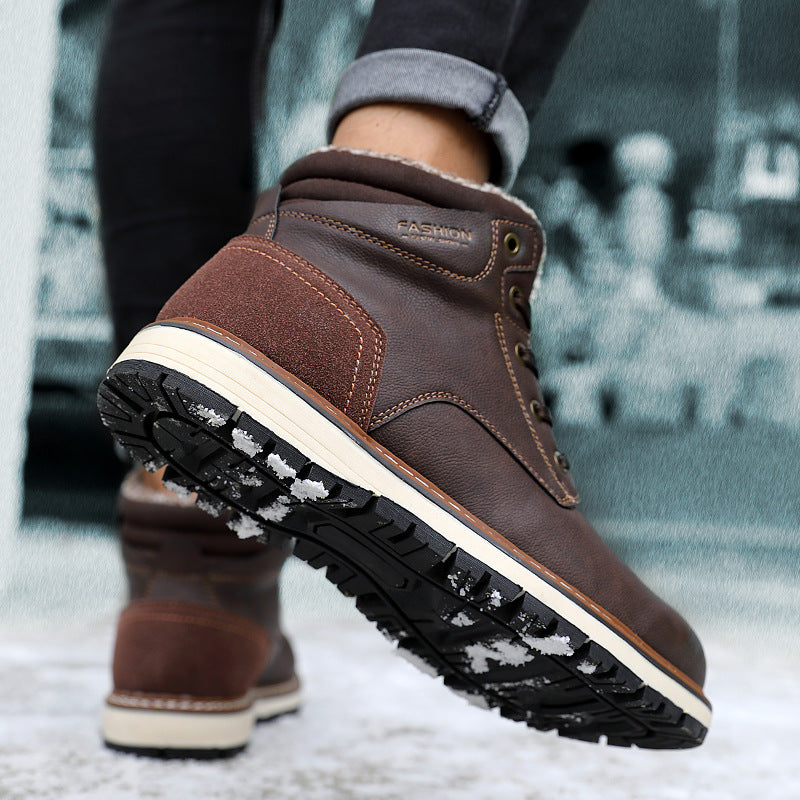 Men's shoes high top Martin boots plush cotton shoes