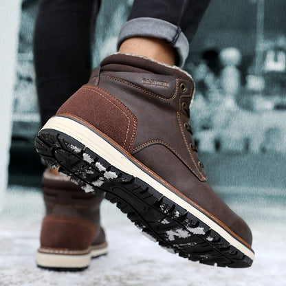 Men's shoes high top Martin boots plush cotton shoes