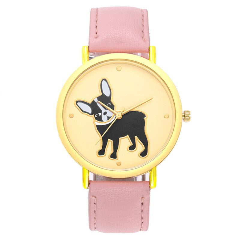 Fashion cute puppy pattern casual belt quartz watch