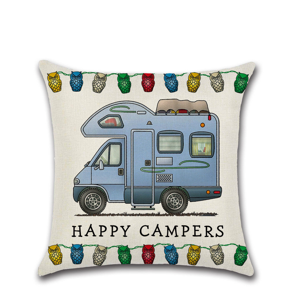 New Cartoon Camper RV Dining Car Series Linen Pillow Case