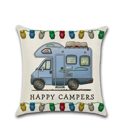 New Cartoon Camper RV Dining Car Series Linen Pillow Case