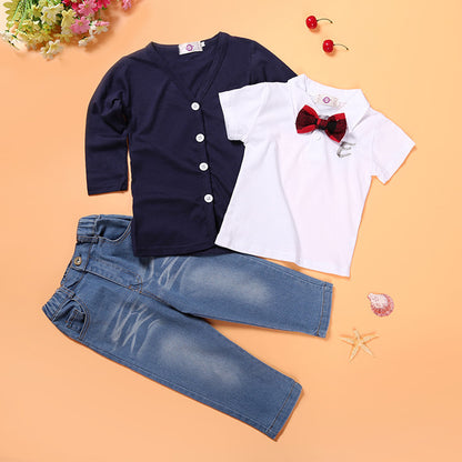 Boy's shirt and trousers belt 3-piece suit