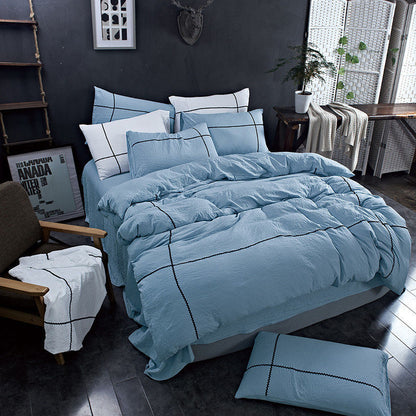 White sheet style washed cotton four-piece suit