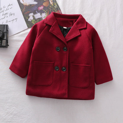 Autumn Winter Boys' Solid Plaid Coat