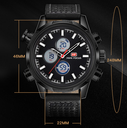 Double display luminous waterproof leather strap