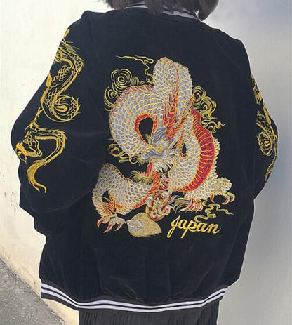 Heavy Industry Embroidery Velveteen Baseball Uniform Couple Jacket