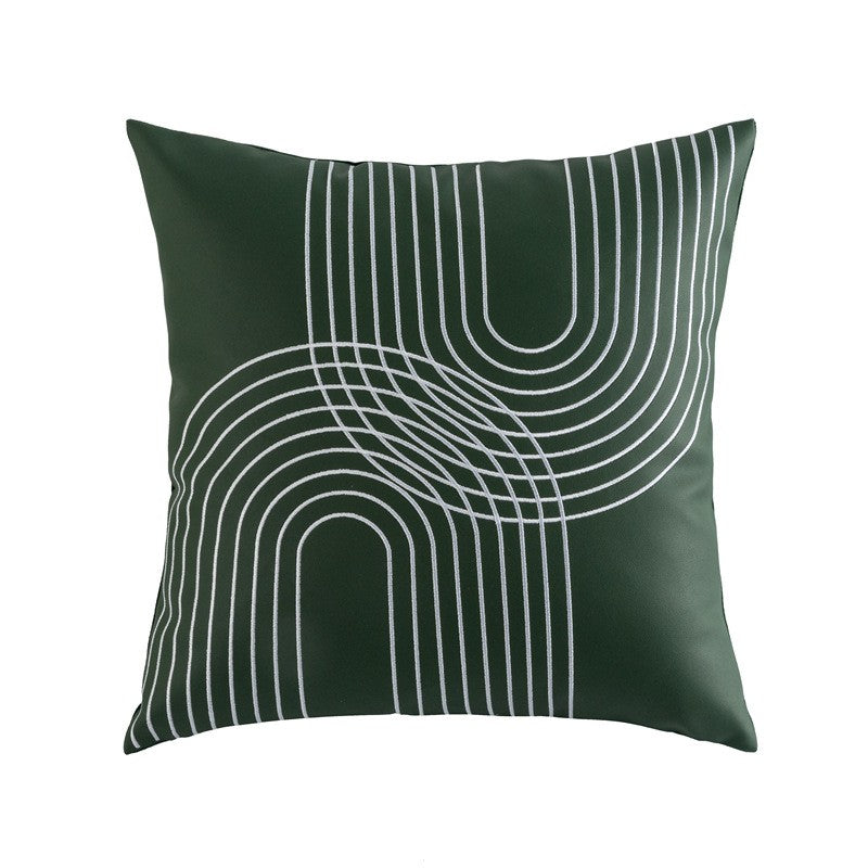 Simple Geometry PU Leather Technology Cloth Splicing Pillowcase