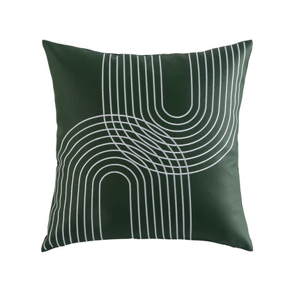 Simple Geometry PU Leather Technology Cloth Splicing Pillowcase