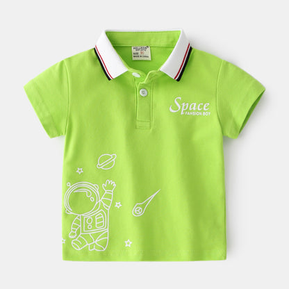 Children's Short Sleeve Top With Lapel Collar