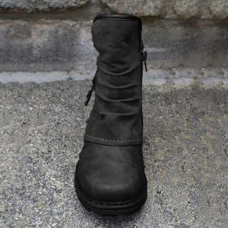 Round Head Thick With Female Velvet Short Boots