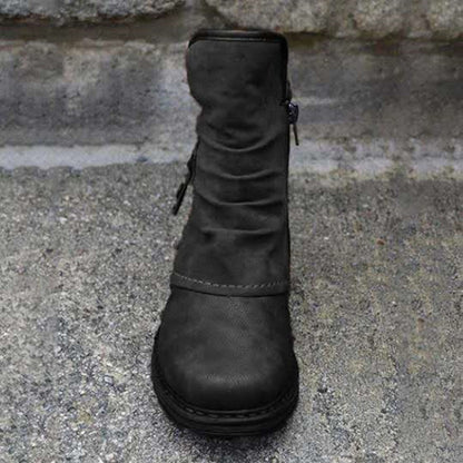 Round Head Thick With Female Velvet Short Boots