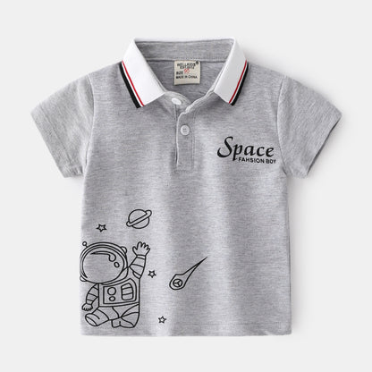 Children's Short Sleeve Top With Lapel Collar