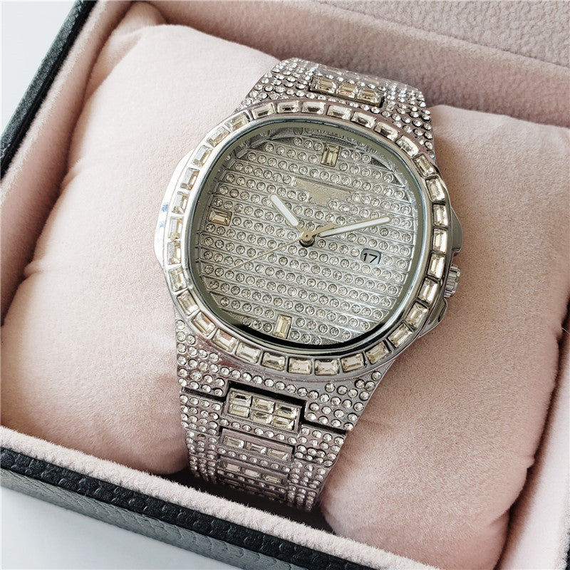 Fashion casual quartz watch studded with diamonds