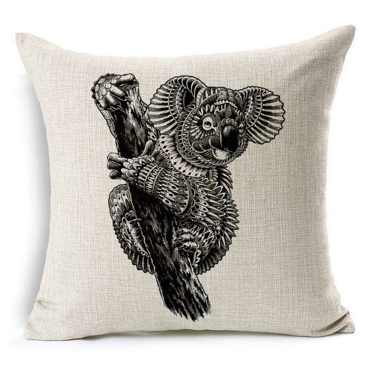 Simple Elephant Cotton Linen Pillowcase Cushion