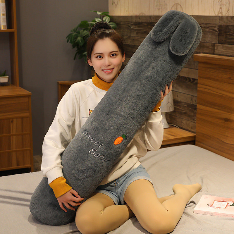 Removable And Washable Rabbit Plush Cylindrical Pillow