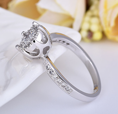 Fashion engagement ring delicate heart and soul zircon ring female jewelry