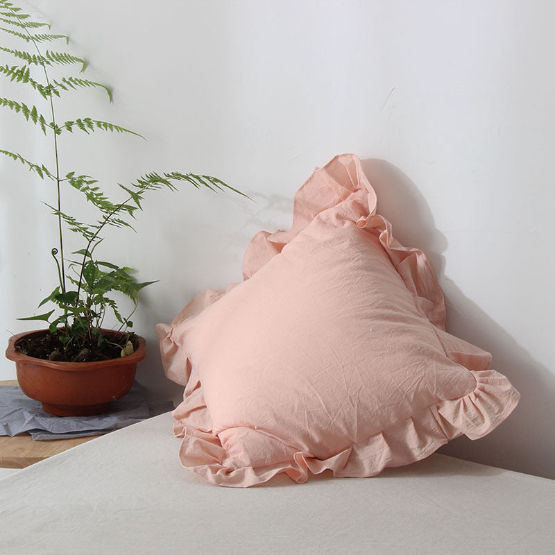Nordic Style Lotus Leaf Simple Solid Color Pillow Cushion Square