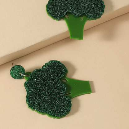 Women's Acrylic Fashion Personality Broccoli Earrings