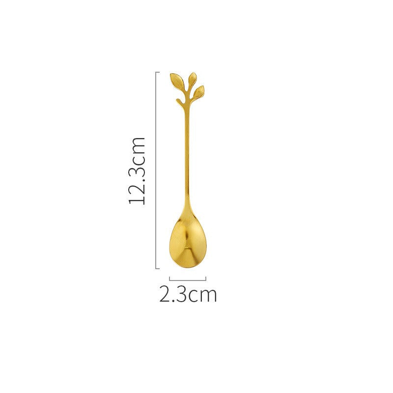 Fashion Nordic Leaf Set Fruit Fork Coffee Spoon