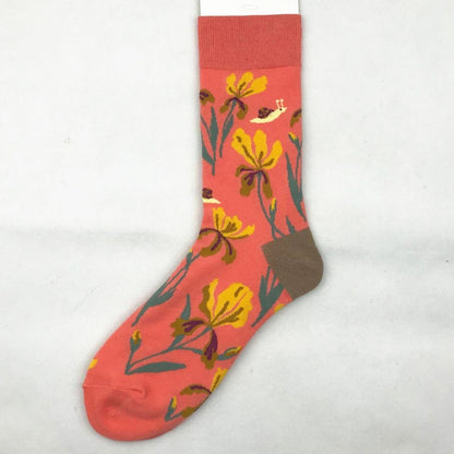 Mid tube ladies cotton cartoon socks jacquard socks