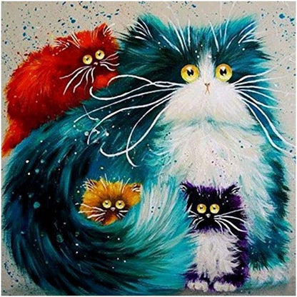 Colorful Cat Diamond With Cross Stitch In Animal Bedroom