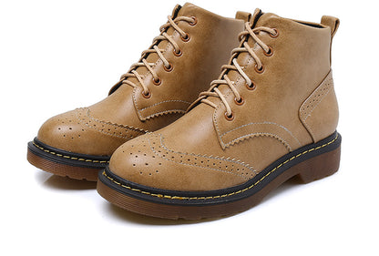Women's solid British lace up Martin boots
