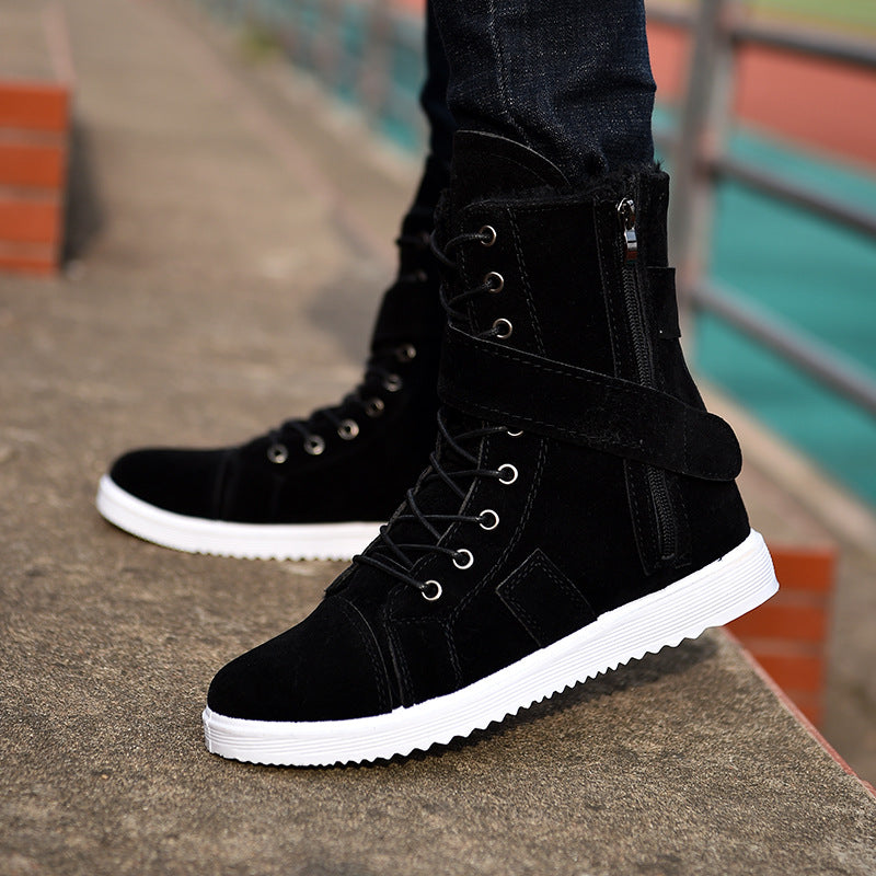 Men's Mid-cut Zipper Winter Boots Cotton Shoes