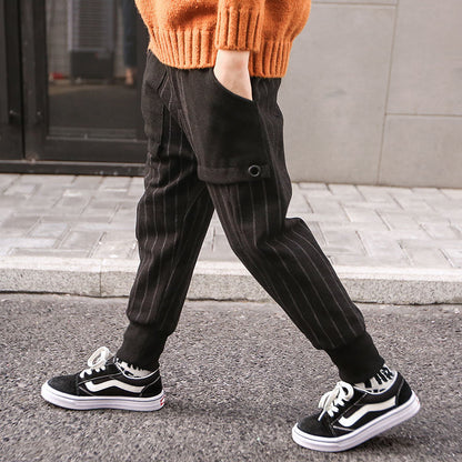 Boys' Pants Plus Velvet Thick Casual Pants