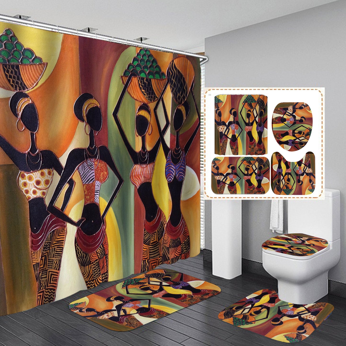 3D digital printed waterproof shower curtain