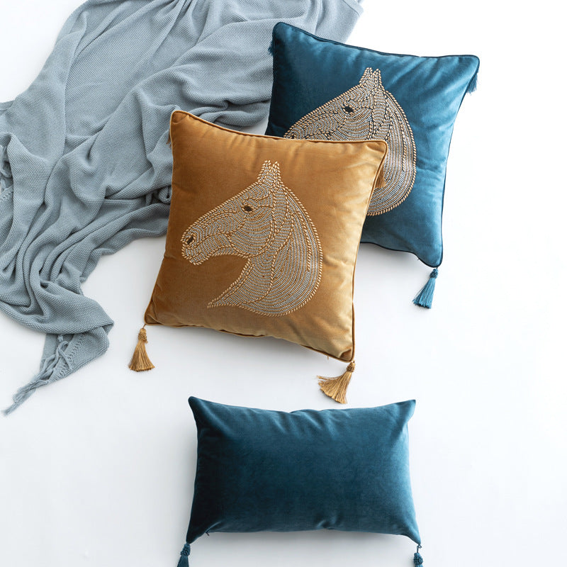 Bedroom Bedside Hot Drill Horse Head Pillow Cover
