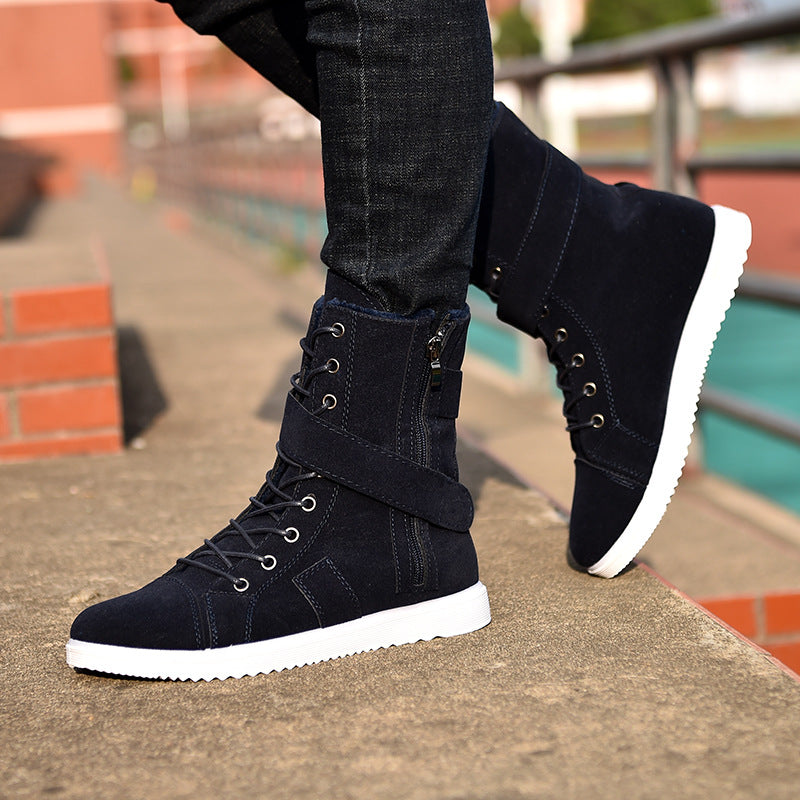 Men's Mid-cut Zipper Winter Boots Cotton Shoes