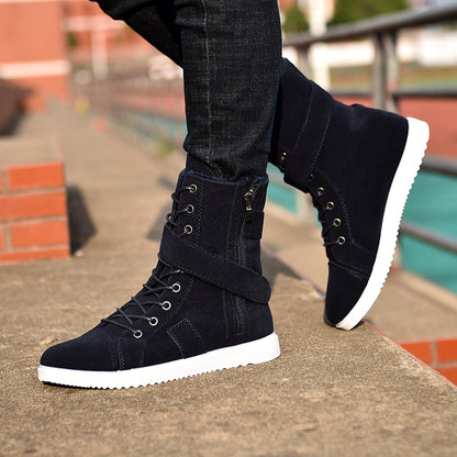 Men's Mid-cut Zipper Winter Boots Cotton Shoes