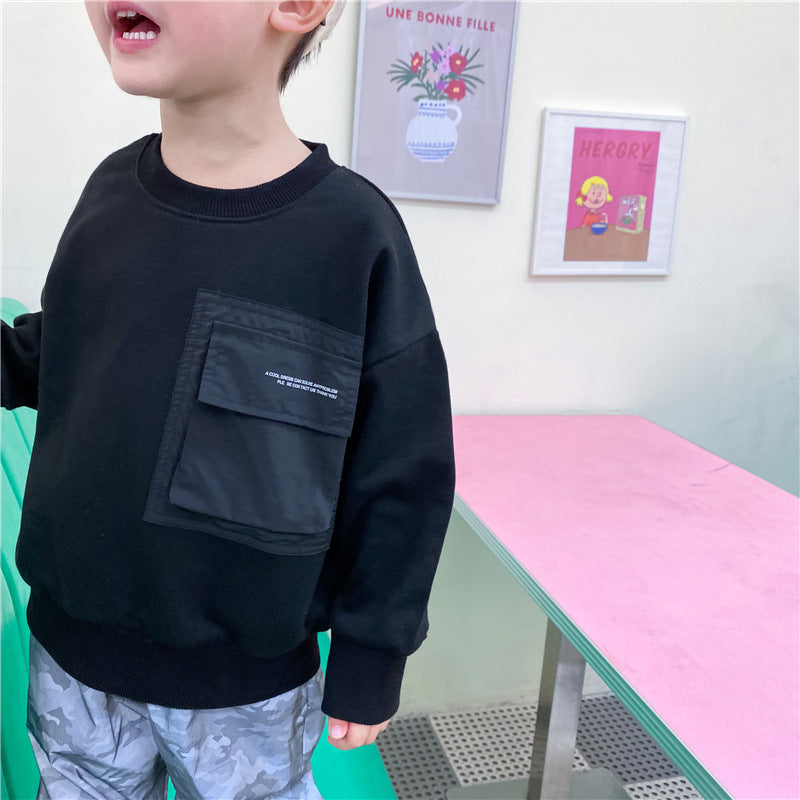 Children's autumn pocket workwear sweater