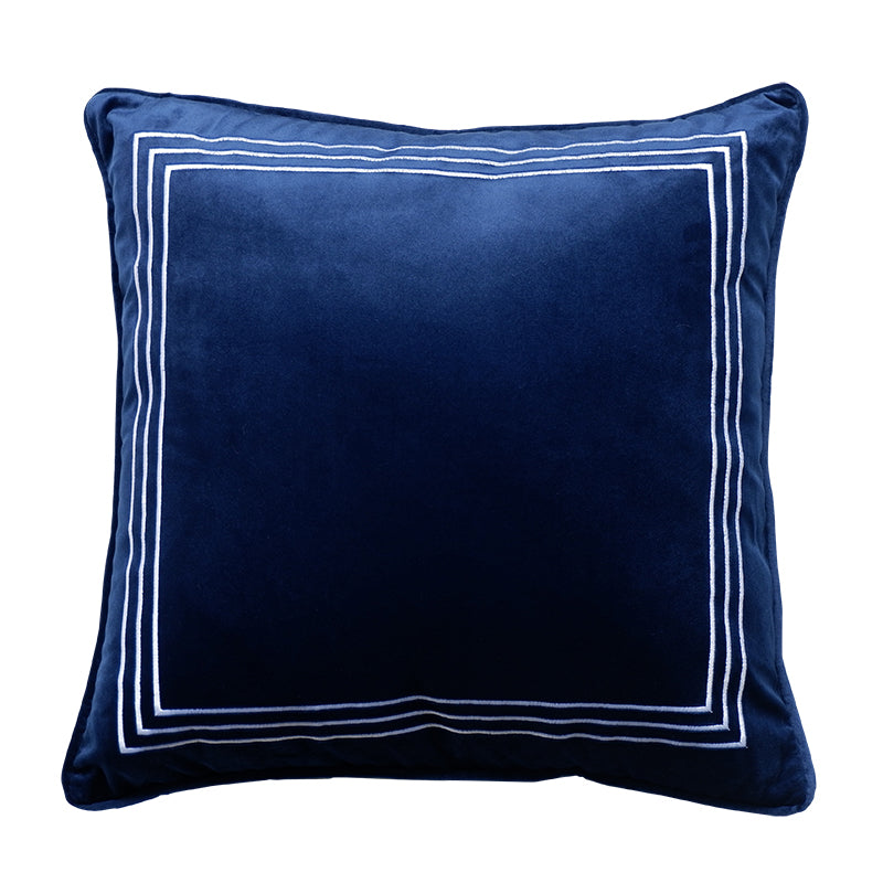Round pillow head cushion b&B is wrapped in navy blue