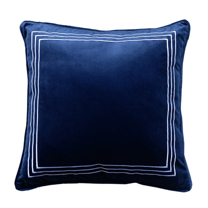 Round pillow head cushion b&B is wrapped in navy blue