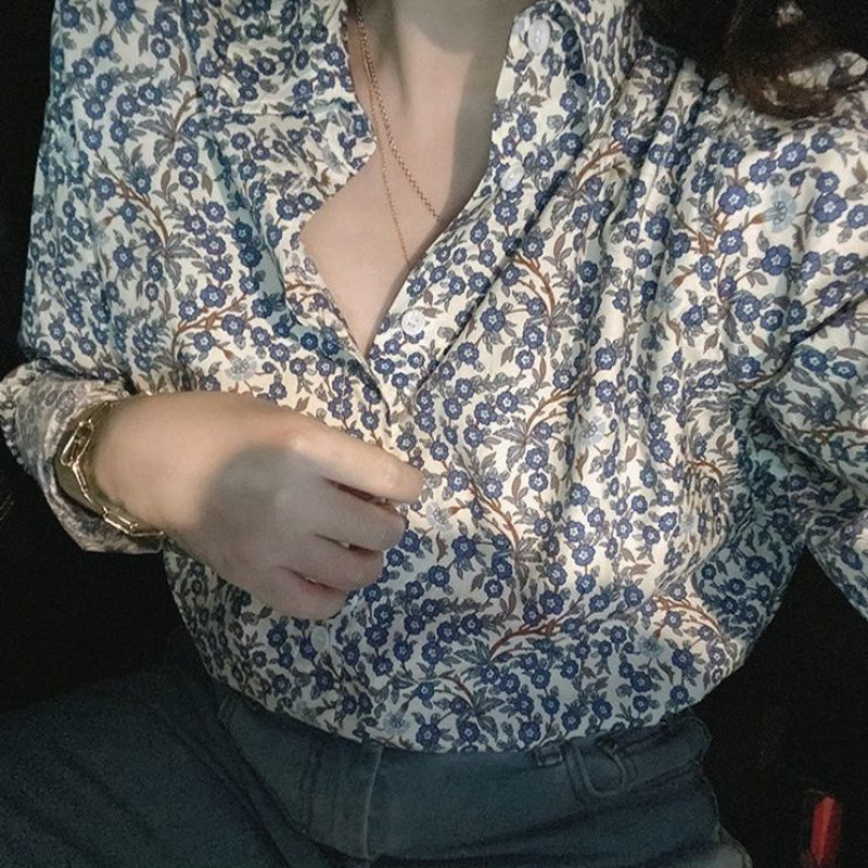 Niche Art Shirt Retro Blue Arabesque