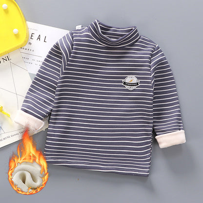 Children's base shirt plus velvet thick single piece