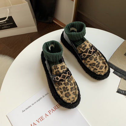 Trendy women's shoes leopard print single shoes